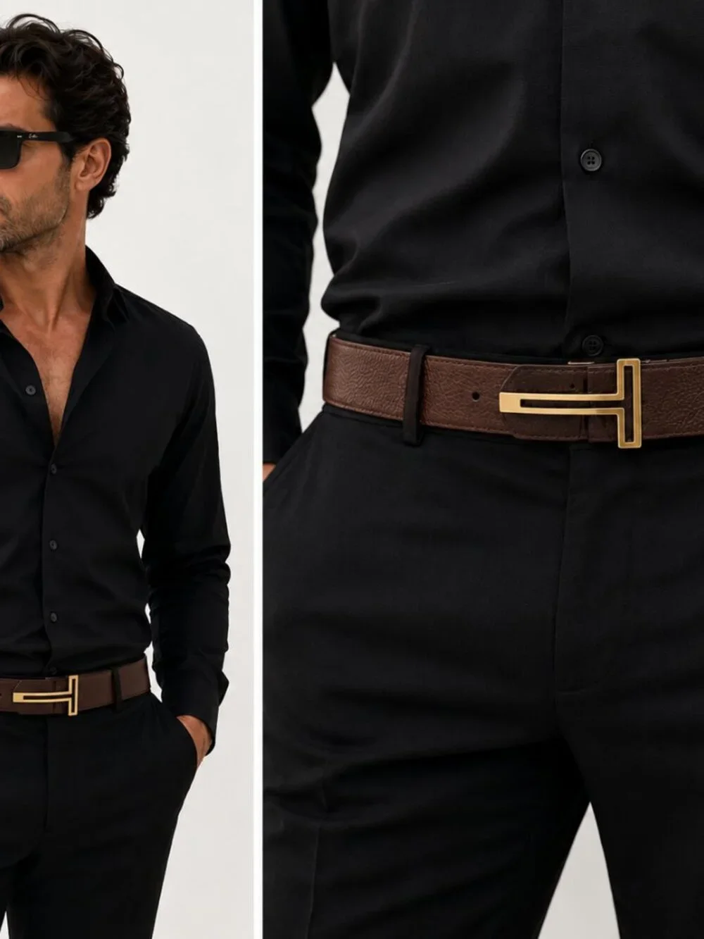 TOM FORD T-Buckle Leather Belt with box and packing